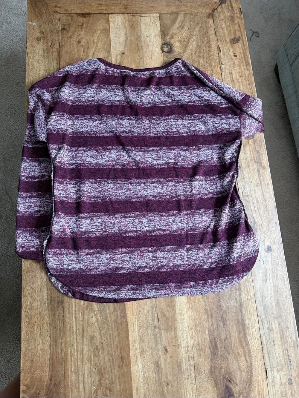 Women's Maroon Striped Lightweight Sweater